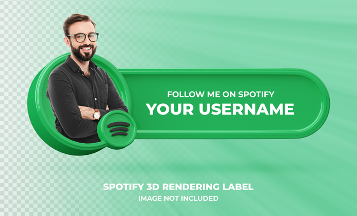 Banner Icon Profile Spotify 3D Rendering Label Isolated