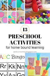 Preschool activities for home-bound learning on Work it Mommy blog