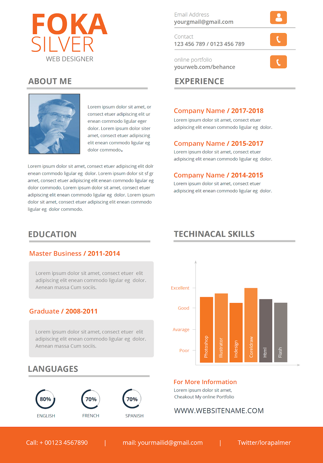 executive resume template word - ORANGE%2BResume%2BTemplate 