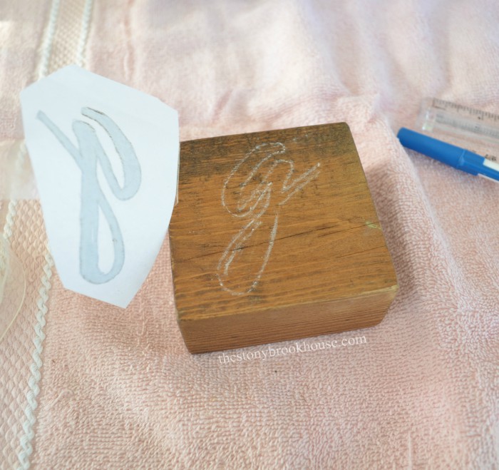 Tracing letters onto wood blocks