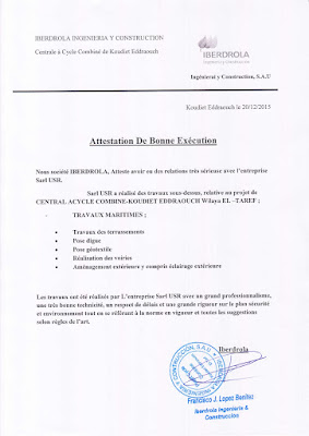 attestation de bonne exécution des travaux,