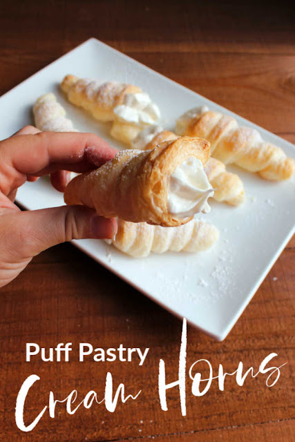 There is just something about the flaky simplicity of cream horns. When you make them yourself you can fill them with whatever you want, so that is an added bonus. Luckily they don't take much effort to put together and the process is kind of fun. You should try it for yourself! There is just something about the flaky simplicity of cream horns. When you make them yourself you can fill them with whatever you want, so that is an added bonus. Luckily they don't take much effort to put together and the process is kind of fun. You should try it for yourself!