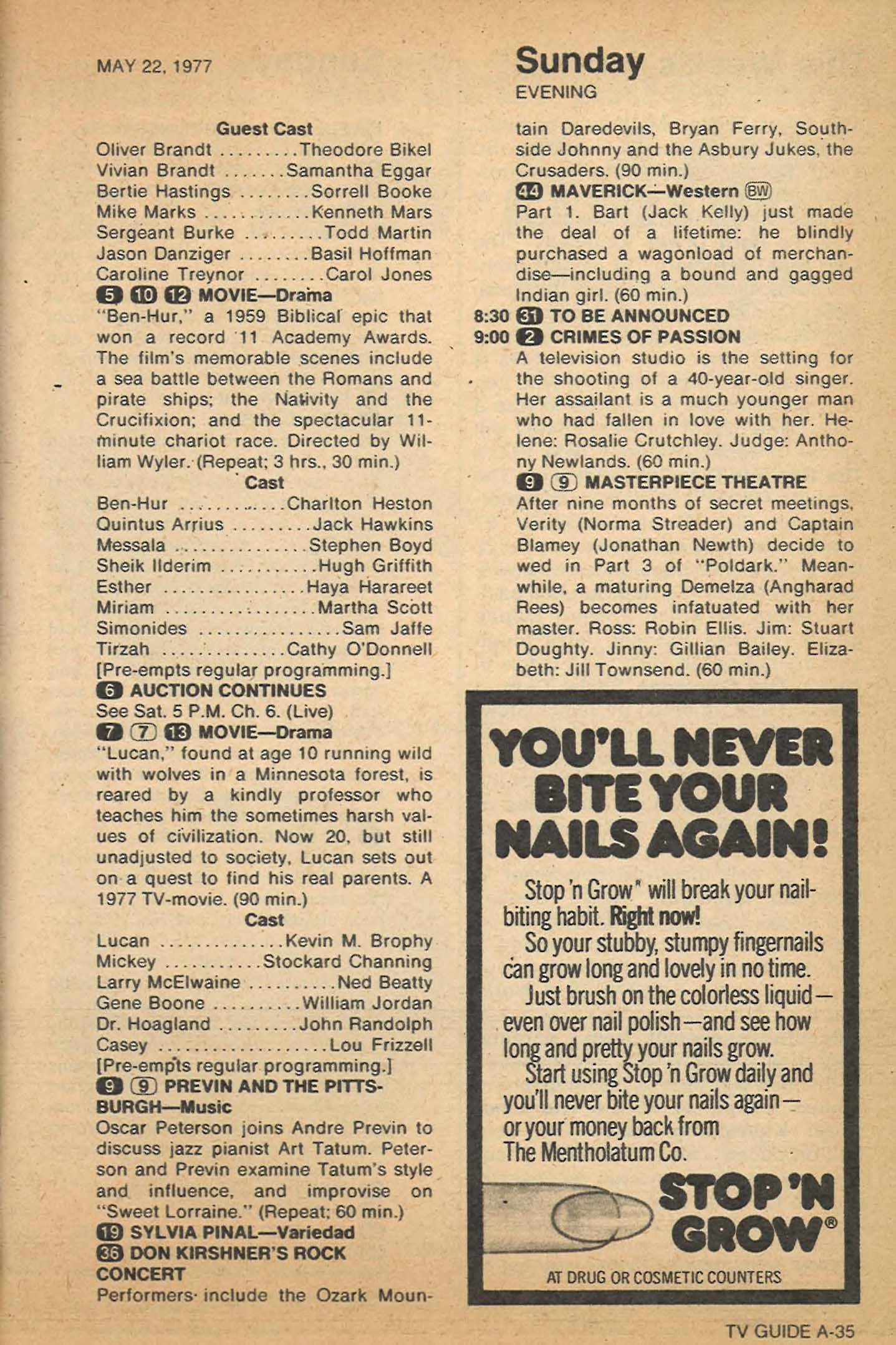 Lucan Premiere Ad, 1977 & TV Guide Listing