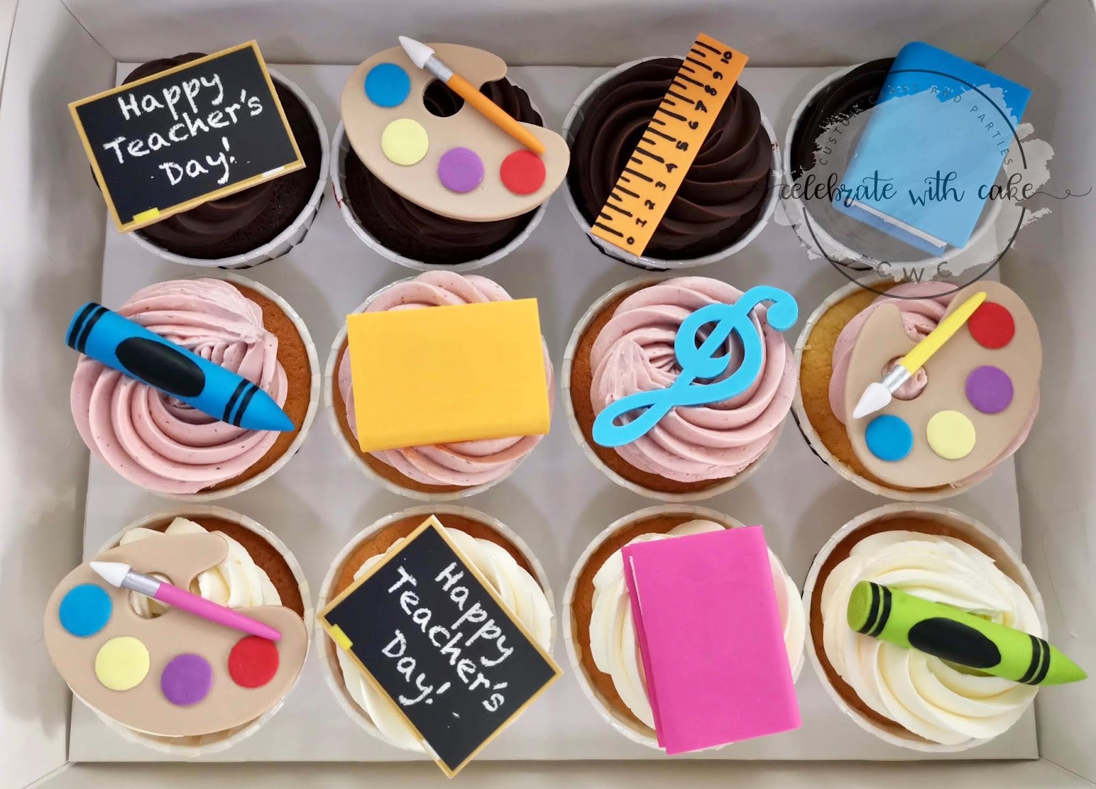 Celebrate with Cake! Customised Teacher's Day cupcakes