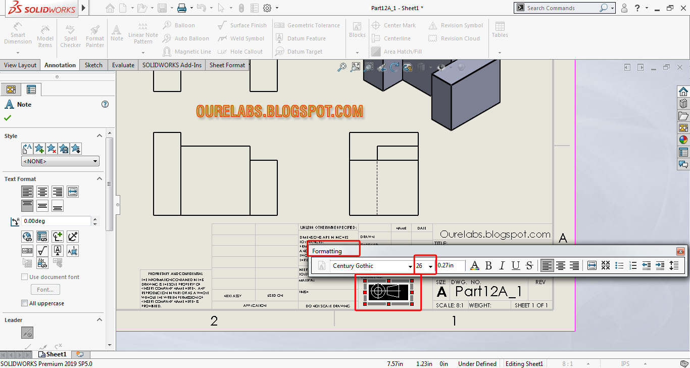 Step by step procedure to insert 3rd Angle Projection symbol in Solidworks Ourengineeringlabs