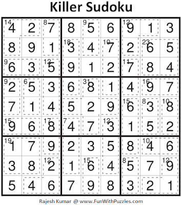 Answer of Killer Sudoku Puzzle (Fun With Sudoku #361)