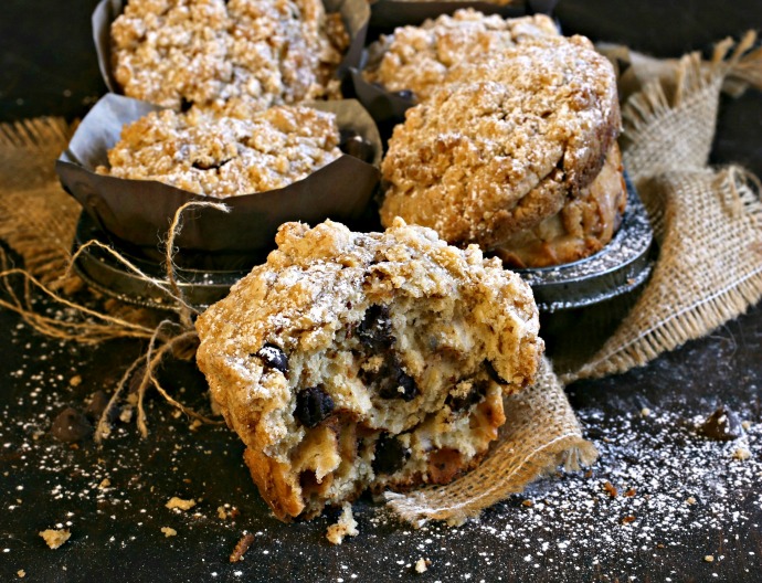 Hungry Couple Chocolate Chip Crumb Topped Muffins