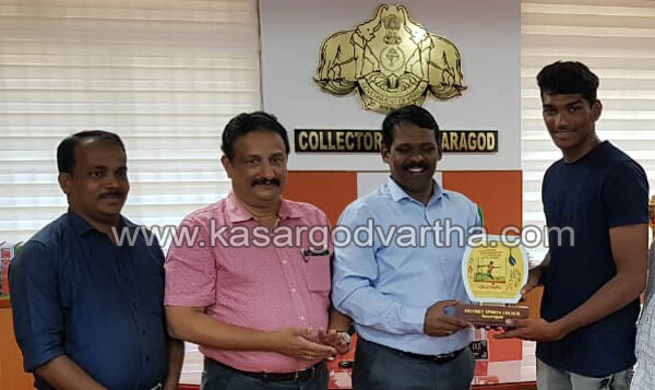  News, Kasaragod, Kerala, District Collector, Sidharth felicitated