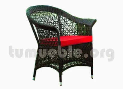 sillón para comedor hecho en aluminio y rattan sintético 6080
