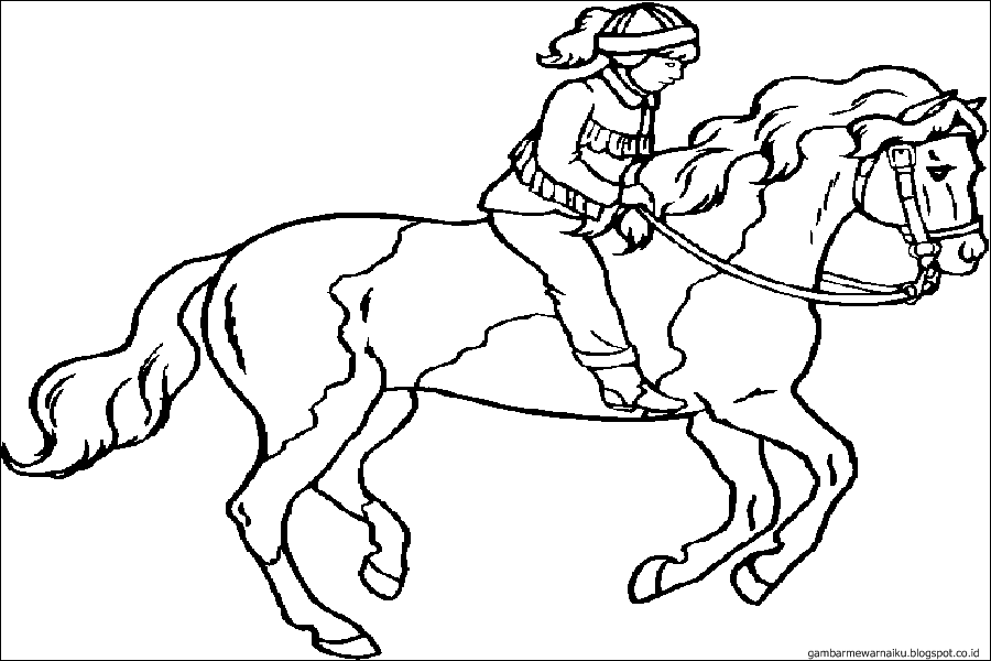gambar mewarnai kuda