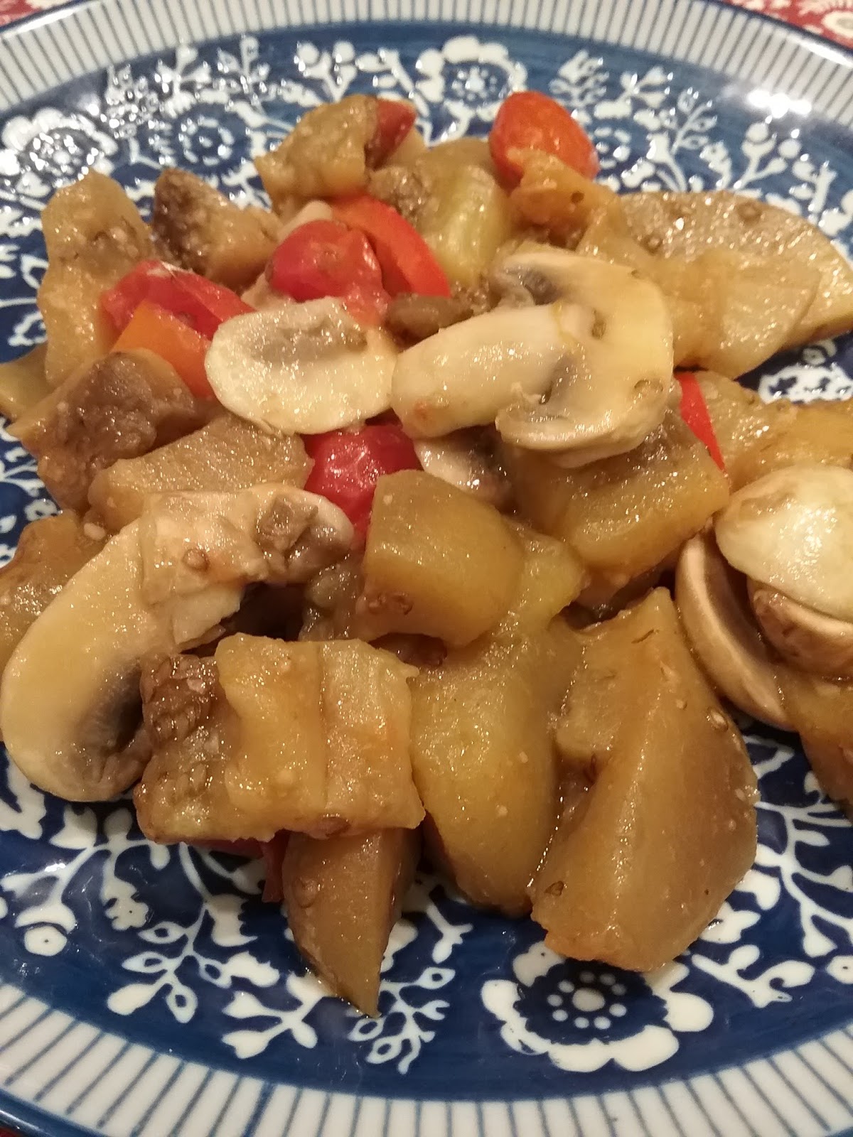 Gluten Free AZ Eggplant with Mushrooms, Peppers, and Tomatoes