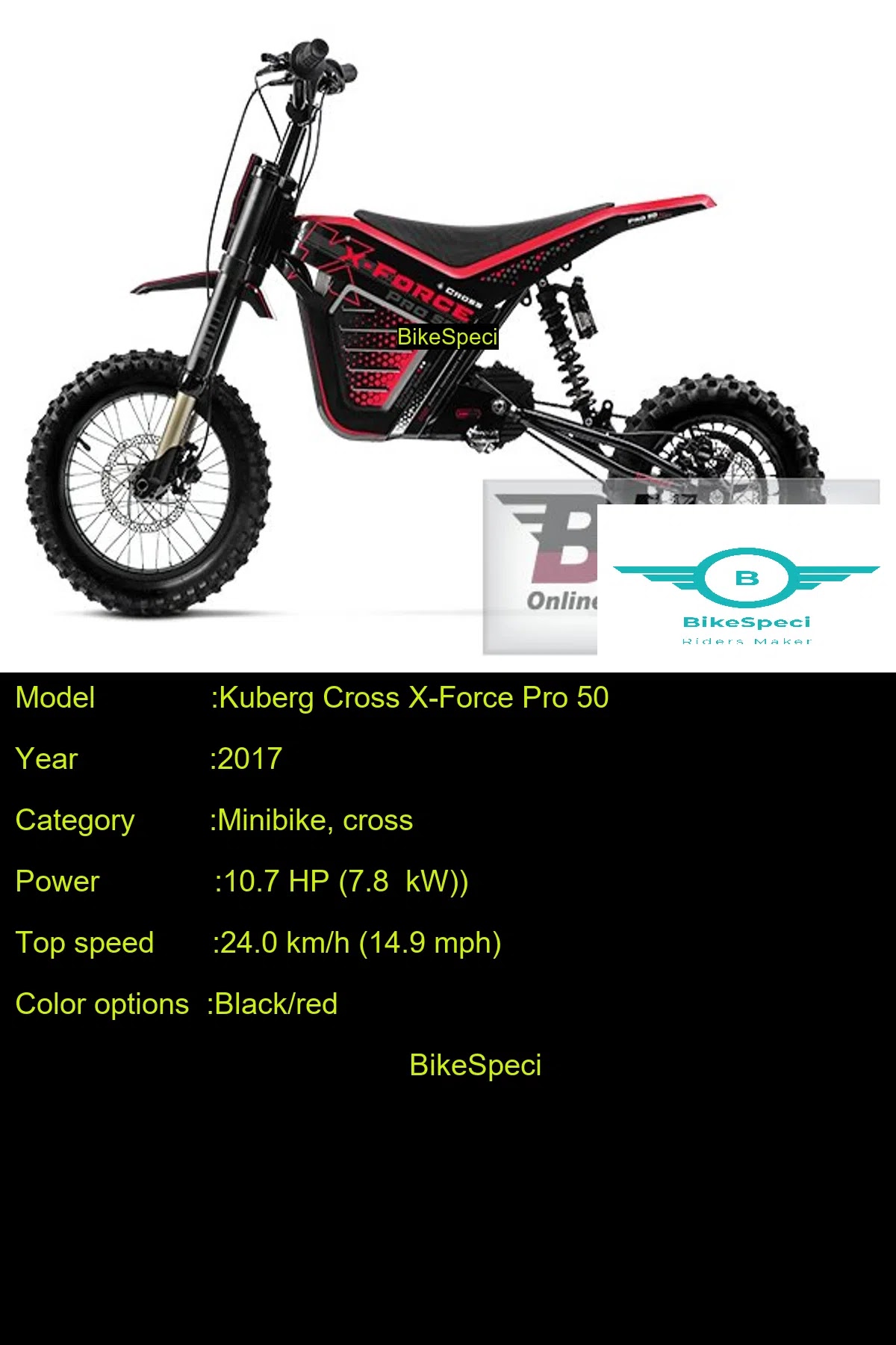Kuberg Cross XForce Pro 50 Price, Photos, Millage, Speed, Colours