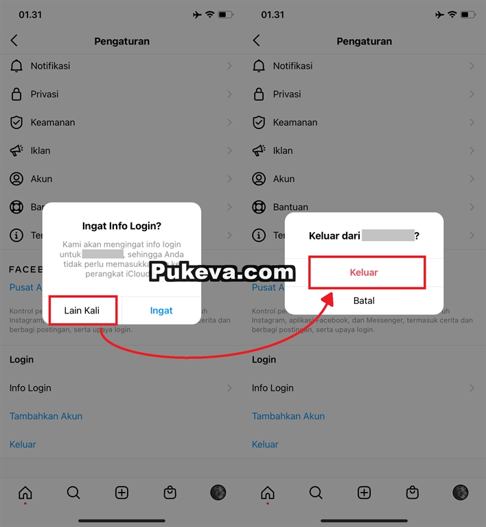 Cara Logout Akun Instagram Di Iphone Yang Ke Remember Tersangkut Pukeva