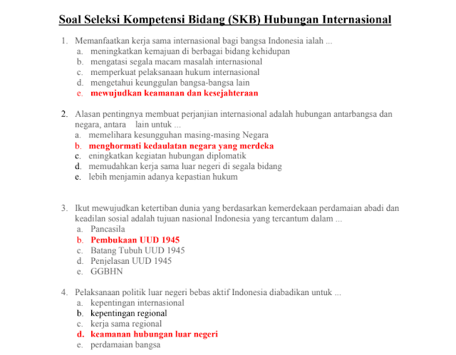 Materi Soal SKB Hubungan Internasional CPNS 2020 (Seleksi Kompetensi Bidang)