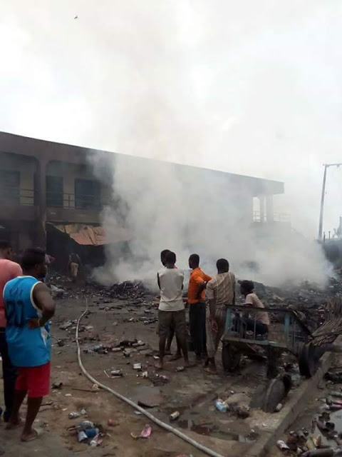 Photos: Fire destroys goods and property worth over N100 million naira at Lagos International Trade complex