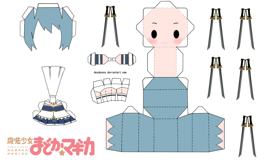 Yui Papercraft World ♫ ★ ♡ Sayaka Miki Papercraft Template ♡ Magica Madoka