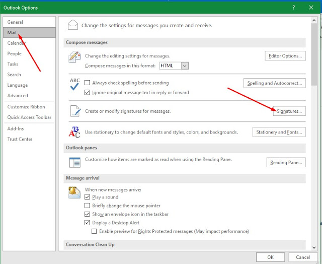 Cara membuat Signature pada Outlook 2016.