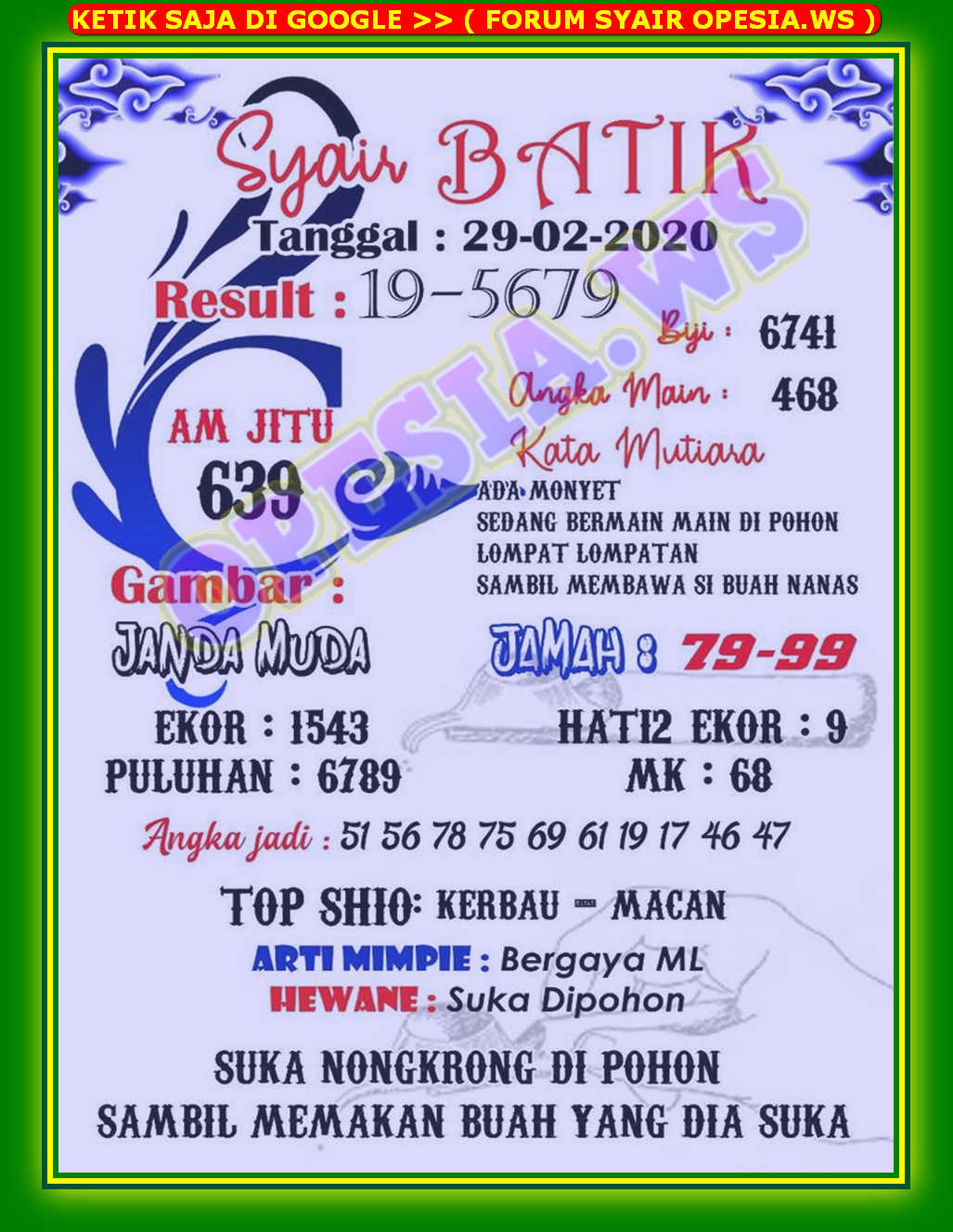 1 New Message Kode Syair Hongkong 29 Februari 2020 Forum Syair Togel Hongkong Singapura Sydney