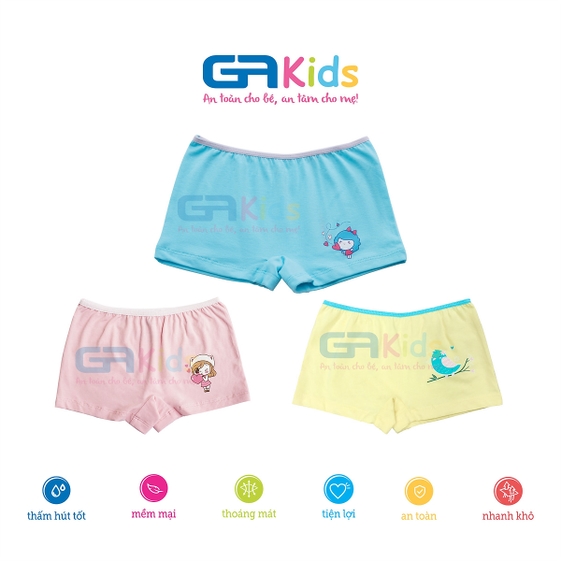 COMBO 3 QUẦN LÓT BÉ GÁI COTTON BOXER