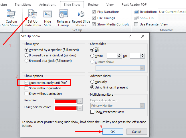 วนรอบการนำเสนอ PowerPoint