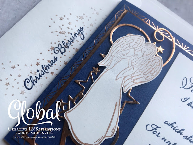 By Angie McKenzie for Global Creative Inkspirations; Click READ or VISIT to go to my blog for details! Featuring the So Many Stars Bundle (available at 10% off), God's Peace and Light & Peace Cling Stamp Sets along with the Brightly Gleaming Speacialty Designer Series Paper and Copper Foil Sheets; #somanystarsbundle #godspeacestampset #lightandpeacestampset #stitchedstarsdies #angels #stampinupdies  #christmascards #reasonfortheseason #christmas #copper  #globalcreativeinkspirations 