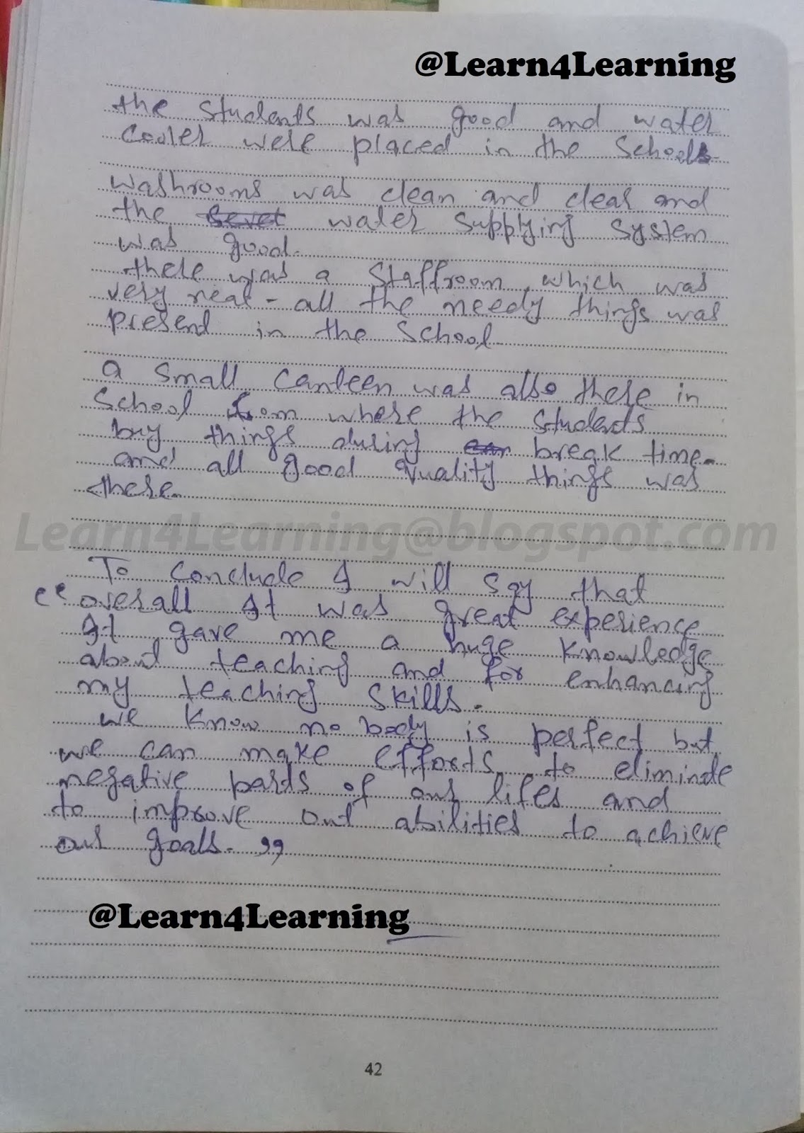 B.ed teaching practice I AIOU course code 8607 Field notes