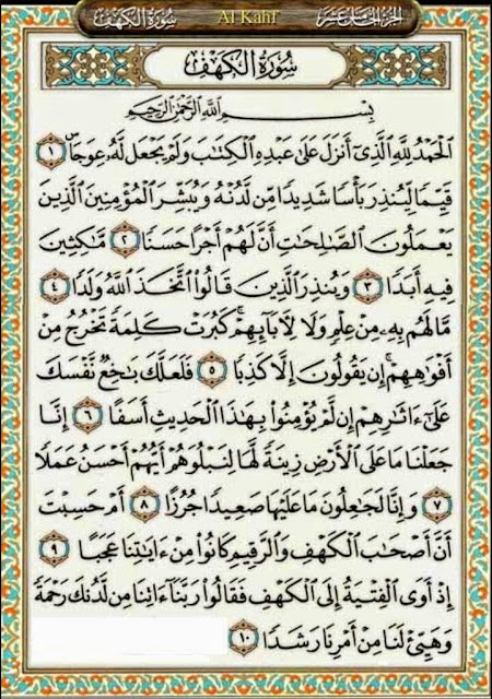Surah Al Kahfi, Ashabul Kahf, Kota mekkah, Ayat 1-10, ayat 100-110 elak fitnah dajjal, fitnah dunia