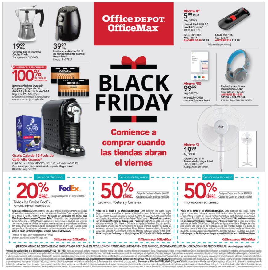 Ahorros Diarios Usando Cupones: Black Friday - Office Depot/OfficeMax