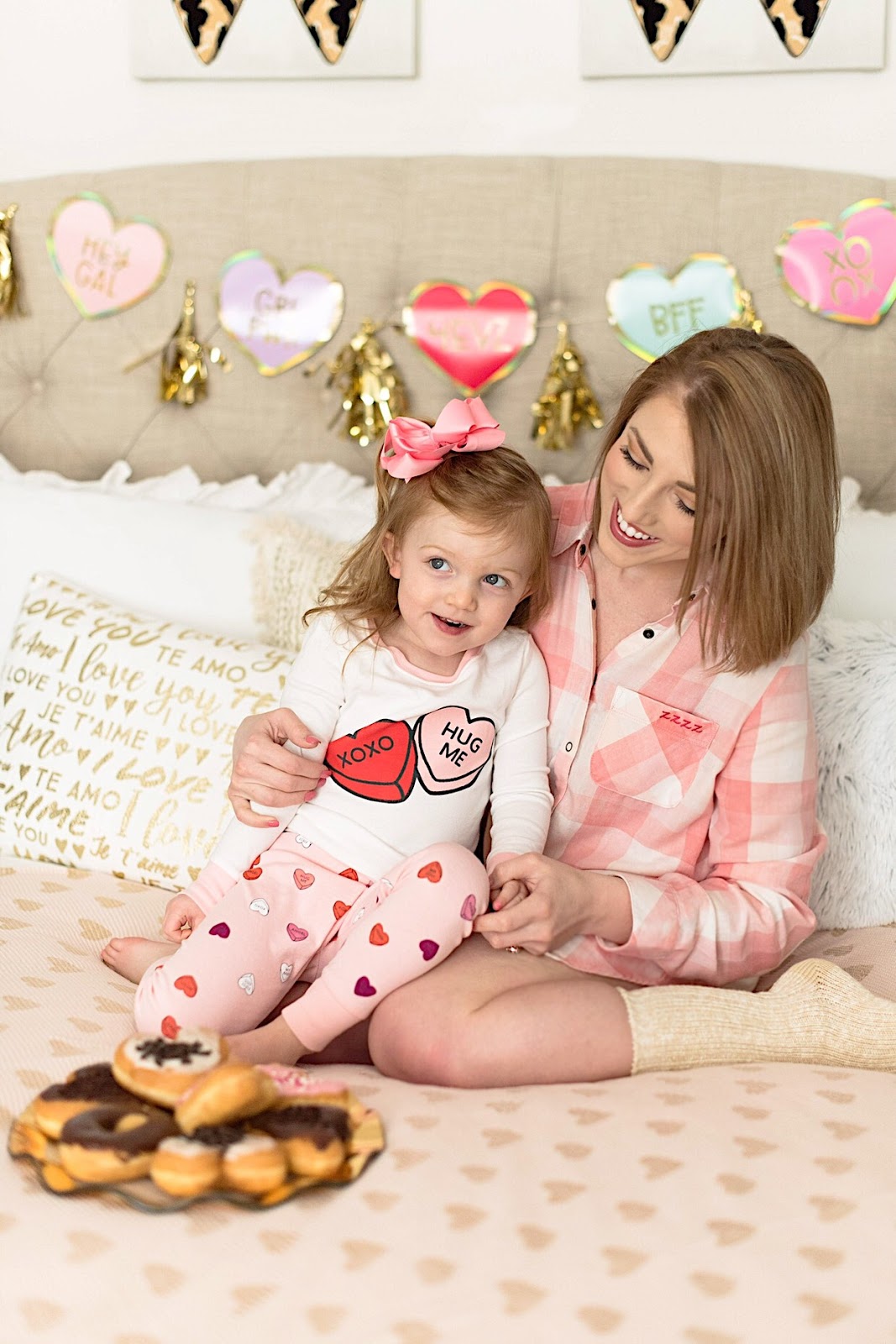 Mommy and Me Valentine Pajamas - Click through to see more on Something Delightful Blog