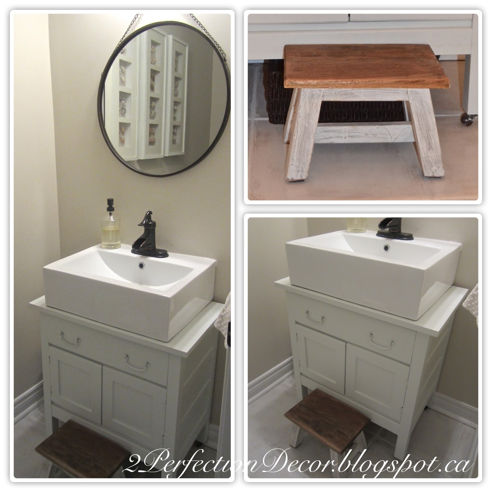 2Perfection Decor: Antique Wash Basin Stand into Vanity Makeover