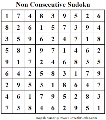 Non Consecutive Sudoku (Daily Sudoku League #124) Solution