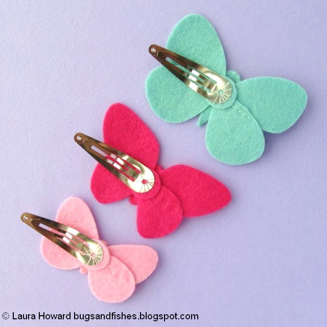 Bugs and Fishes by Lupin Felt Butterfly Hair Clips Tutorial