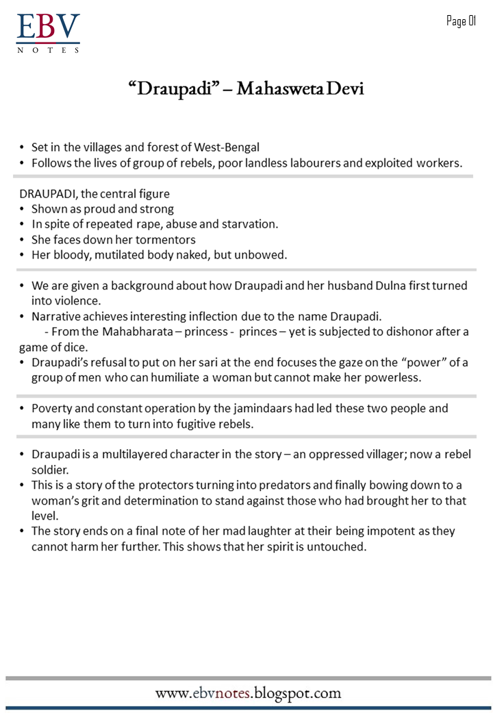 "Draupadi" Mahasweta Devi