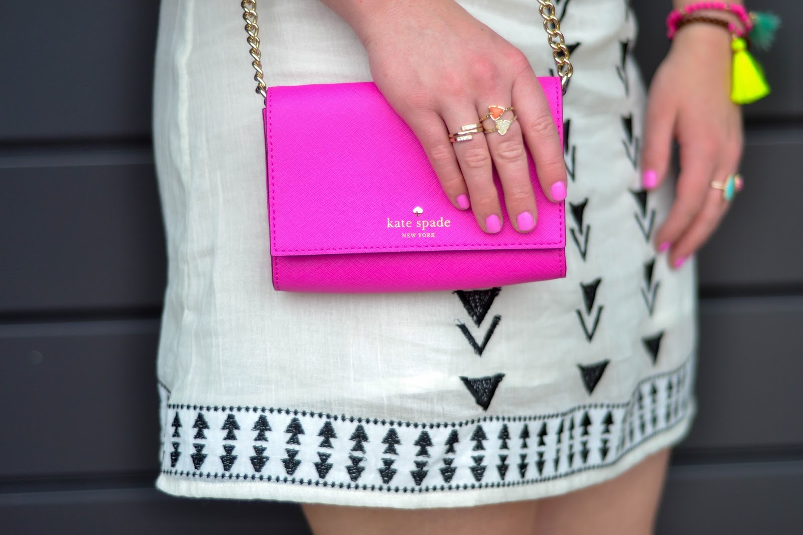 Aztec Peasant Dress with Pops of Neon
