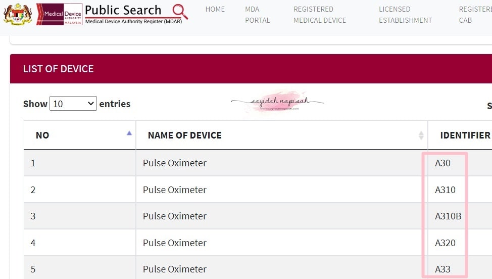 jenama oximeter mda approved by kkm harga