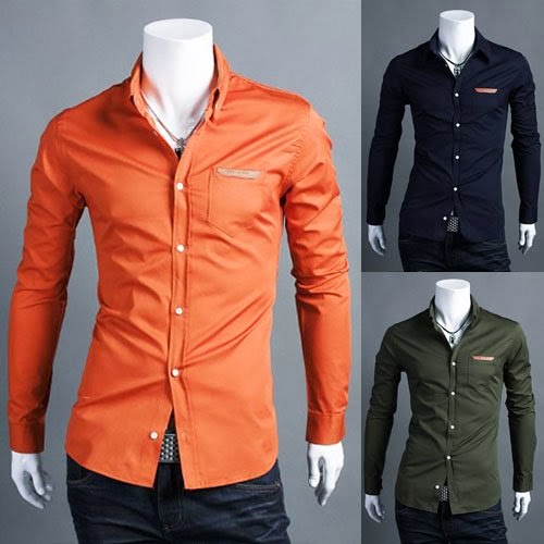 BEAUTY AND FASHION MENS ORANGE DRESS SHIRTS