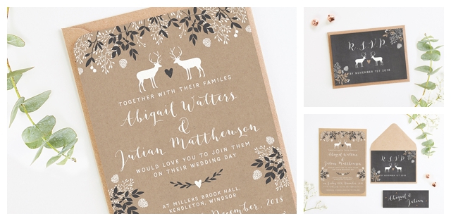 My Top Three Winter Wedding Invitations Chalk Board Stag Wedding Invitation Bundle By Norma Dorothy