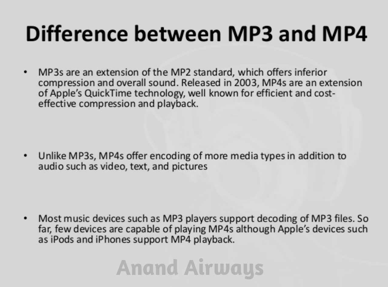 Difference between MP3 & MP4
