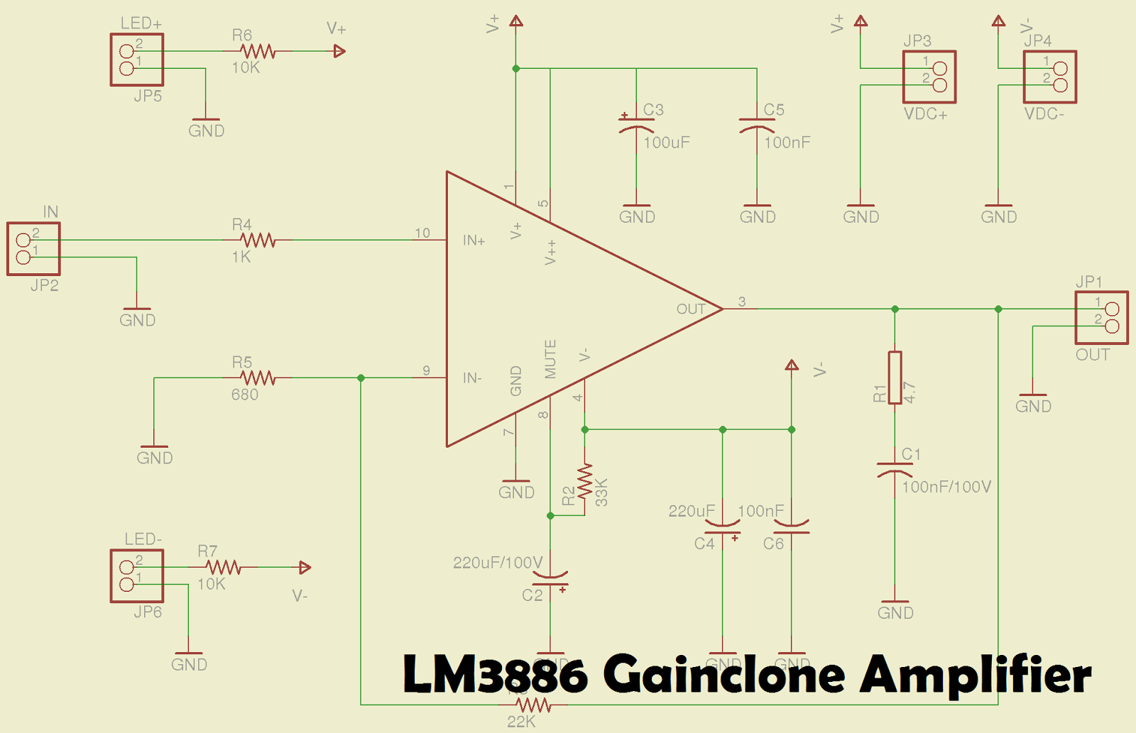 LM3886 Amplifier Circuit - Electronic Circuit