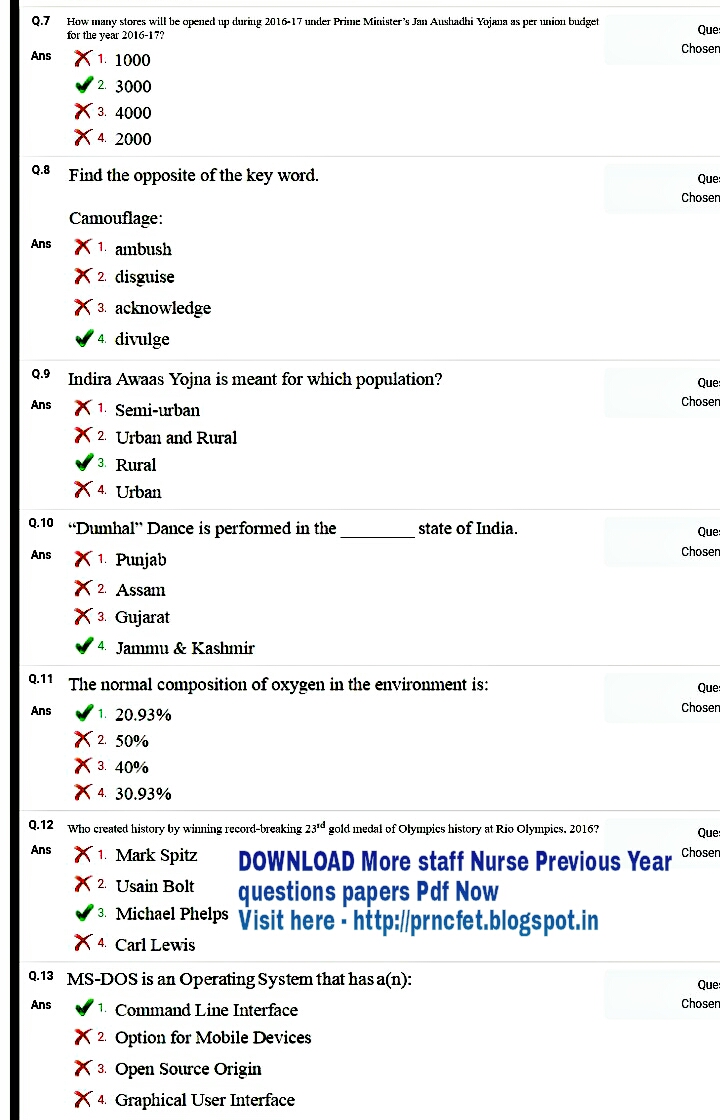 DOWNLOAD PREVIOUS STAFF NURSE EXAM PAPERS PDF AND