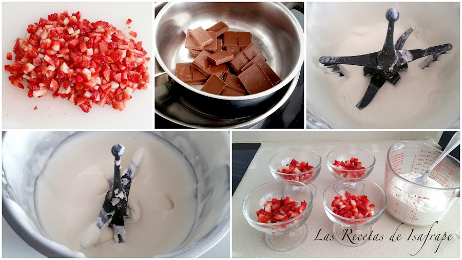 Fresas con crema y chocolate Cocina