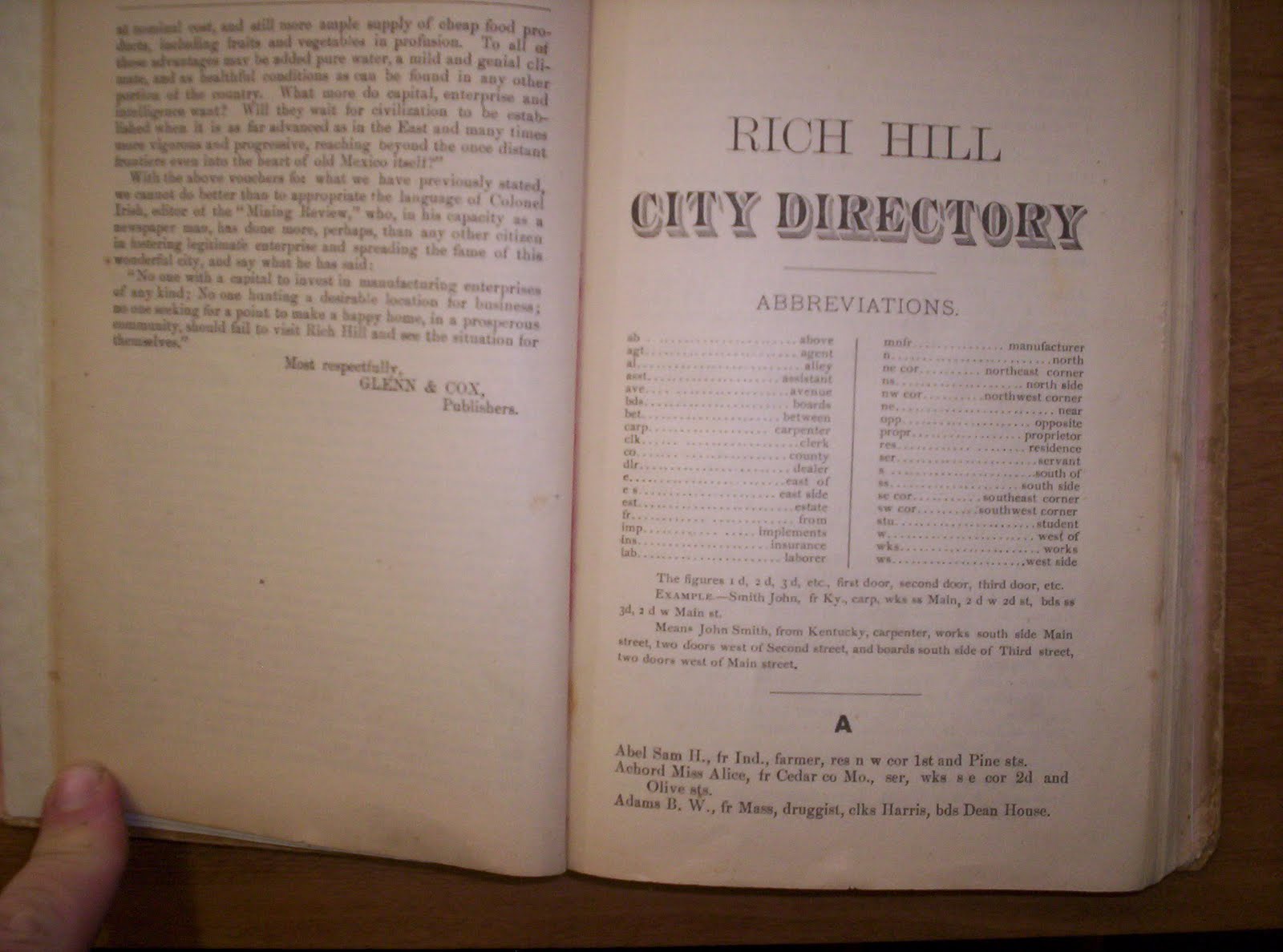 Rich Hill Missouri History 1883 Rich Hill Missouri Directory