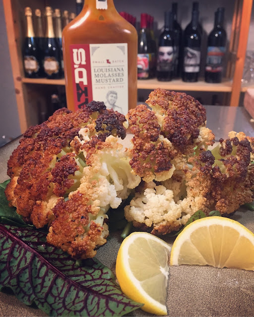 Bite and Booze Jay D's Bites Molasses Mustard Roasted Cauliflower