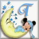 Alfabeto de Mickey Bebé durmiendo en la luna T.