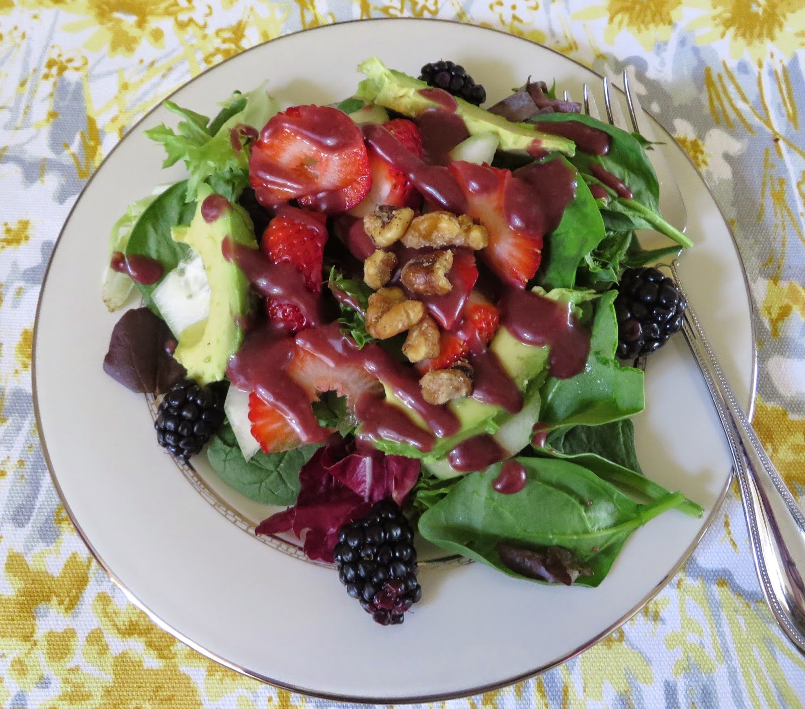 Ever Ready Mixed Greens Salad with BlackberryBasil Dressing and