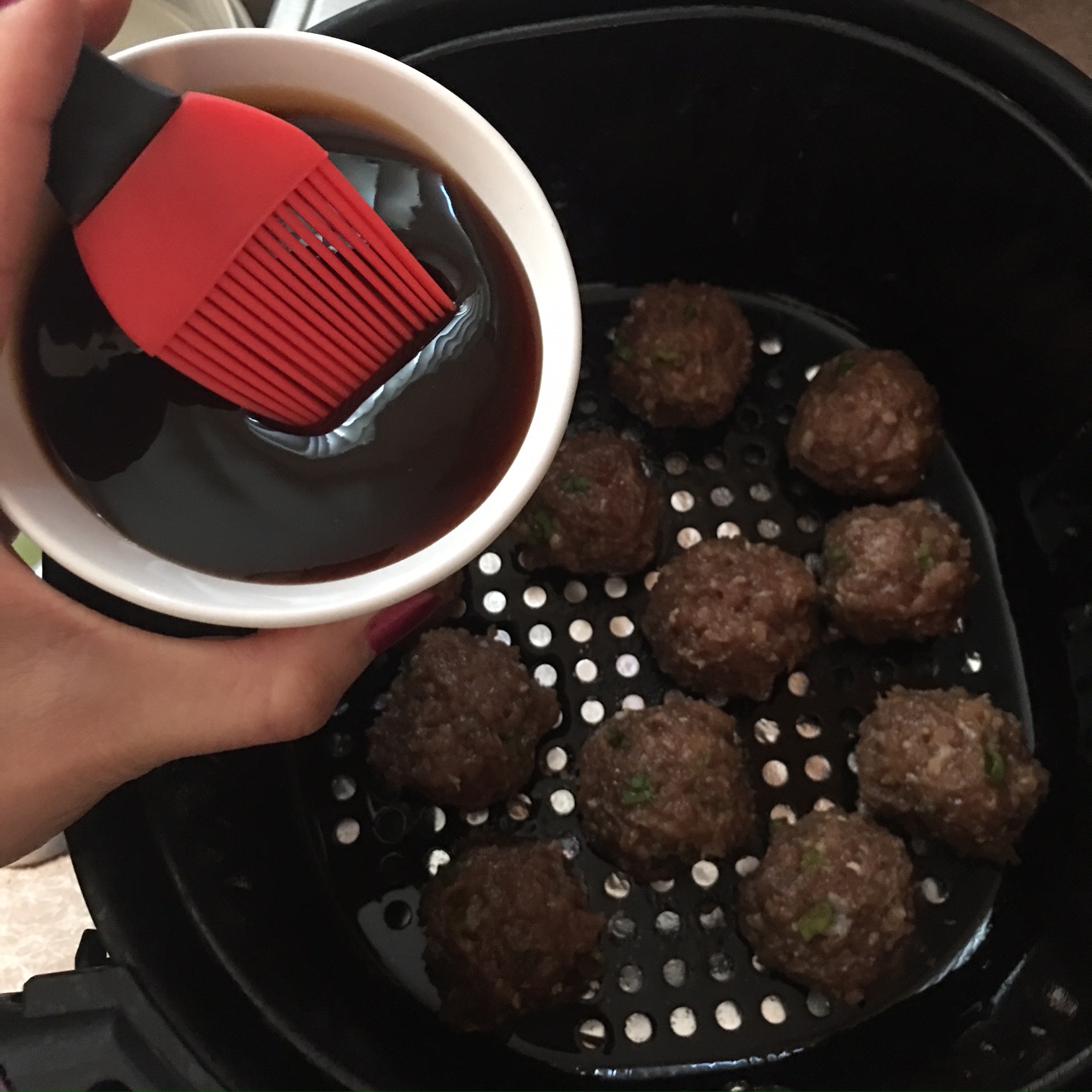 Toast to Roast Air Fried Pineapple Stuffed Teriyaki Meatballs