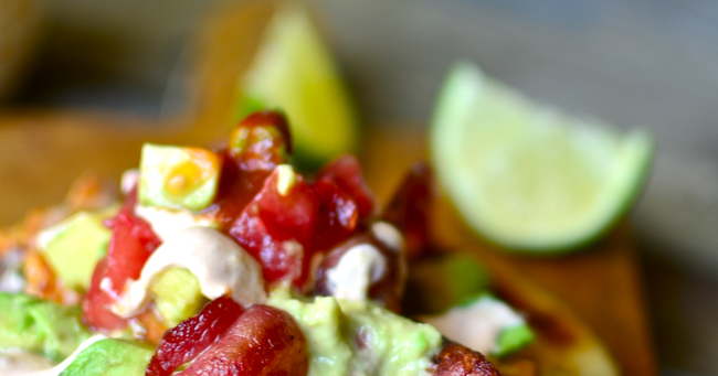 Yammie's Noshery: Chipotle Lime Chicken Bacon Flatbread Tacos