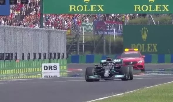Lewis Hamilton was the only car racing at the Hungarian Grand Prix. Lewis Hamilton was the only car racing at the Hungarian Grand Prix.