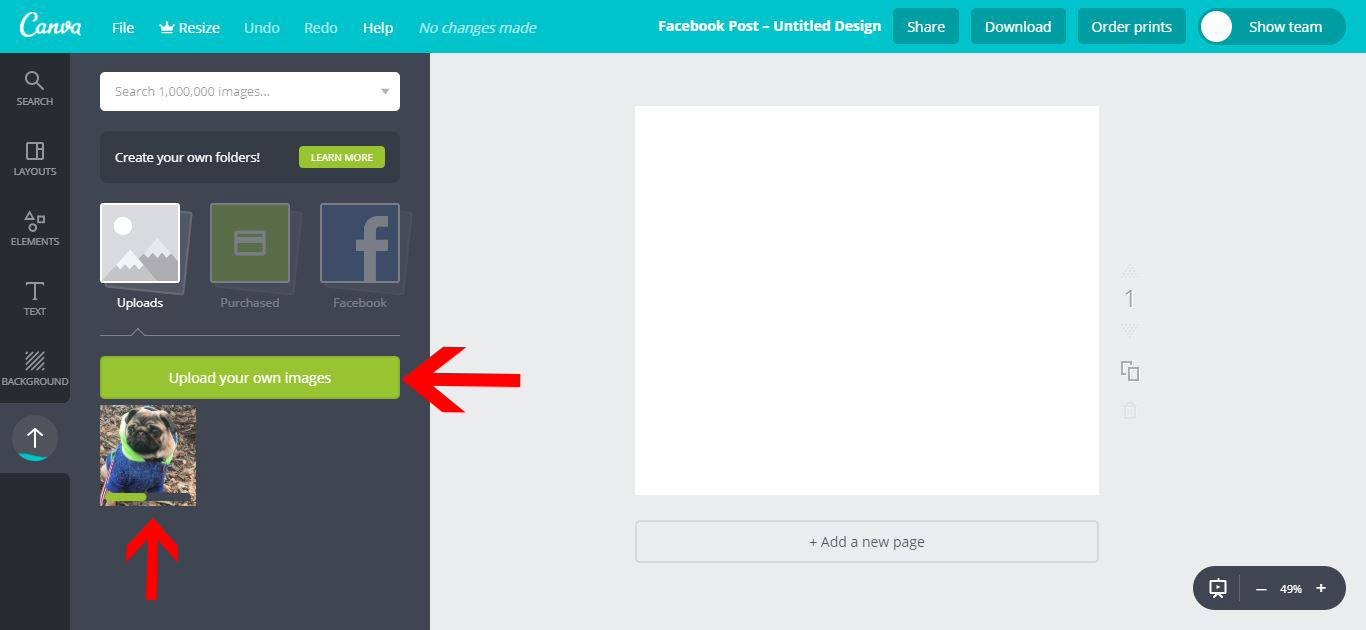 How to upload an image in Canva Design Bundles