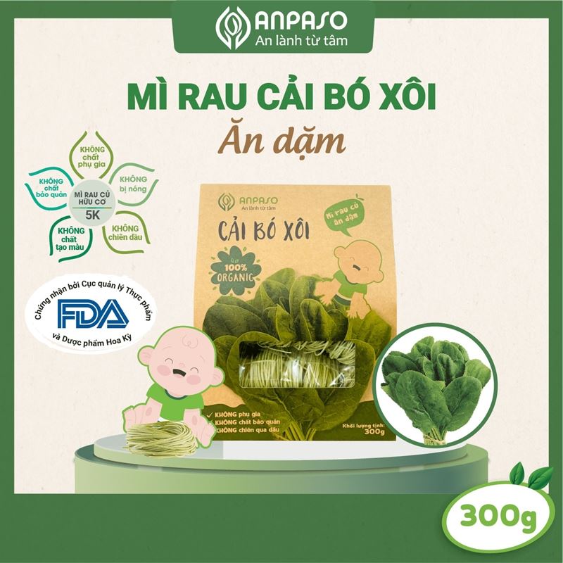 Anpaso Mì cải bó xôi ăn dặm 120g/300g